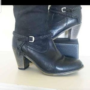 MATISSE BRAVE BRAIDED BUCKLE DETAILED KNEE HIGH LEATHER BLACK BOOTS SIZE 7.5